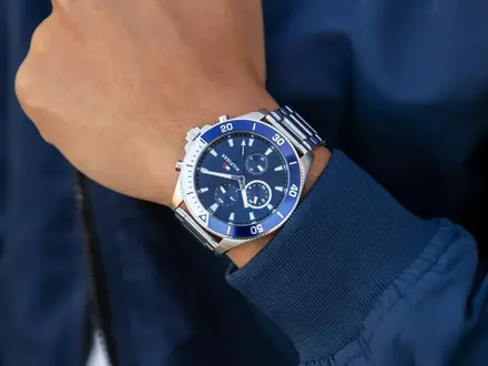 Tommy Hilfiger Larson blue stalen horloge 46mm TH1791917