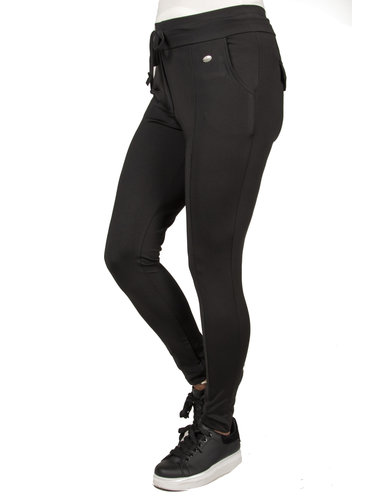 Angelle Milan Zwarte travel stof broek Angelle Milan