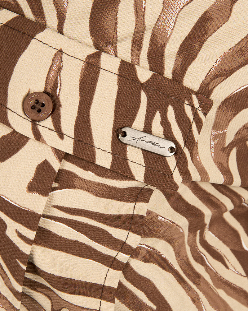 Beige/bruin travelstof zebraprint jurk van Ambika