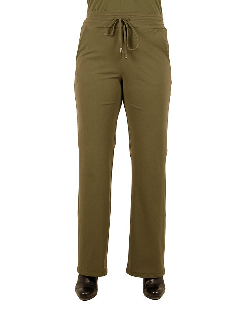 Groene travelstof pantalon met rechte pijp van Mi Piace