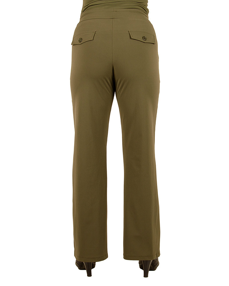 Groene travelstof pantalon met rechte pijp van Mi Piace