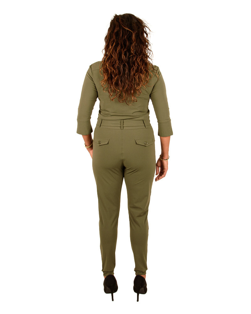 Groene travelstof jumpsuit van Mi Piace