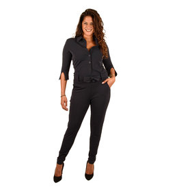 Mi  Piace Donkerblauwe travelstof jumpsuit van Mi Piace