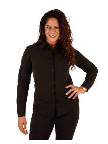 Mi  Piace Zwarte travelstof blouse van Mi Piace