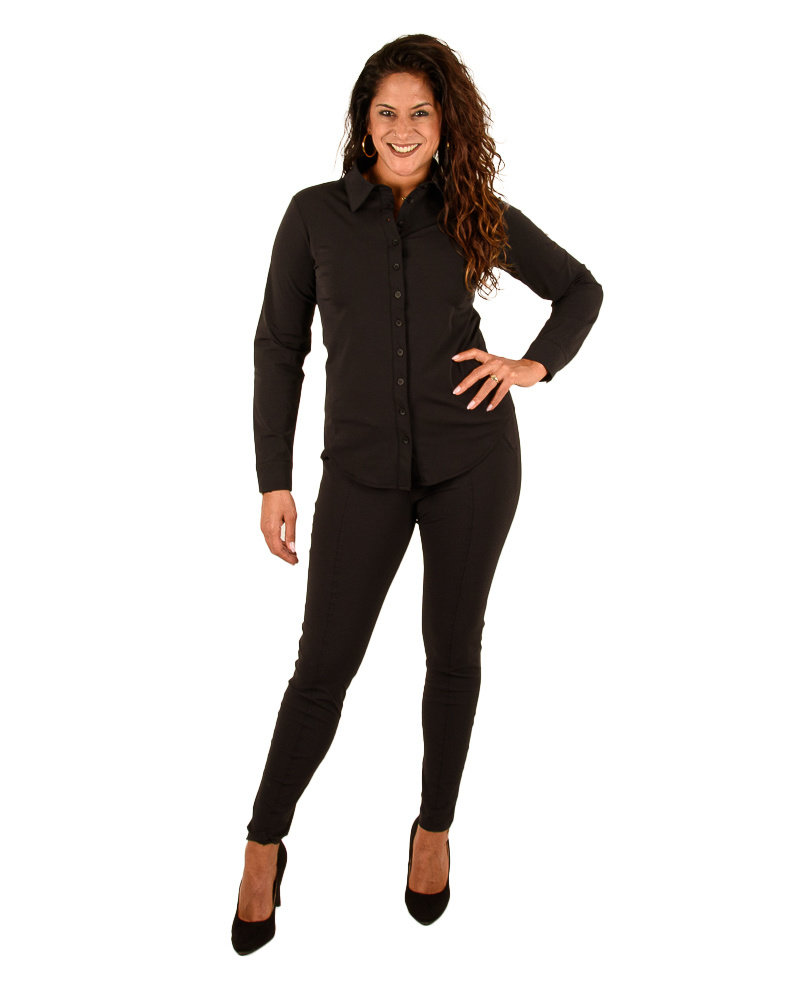 Zwarte travelstof broek van Mi Piace