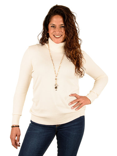 Gemma Ricceri Ecru losse fijnbreide trui met col van Gemma Ricceri