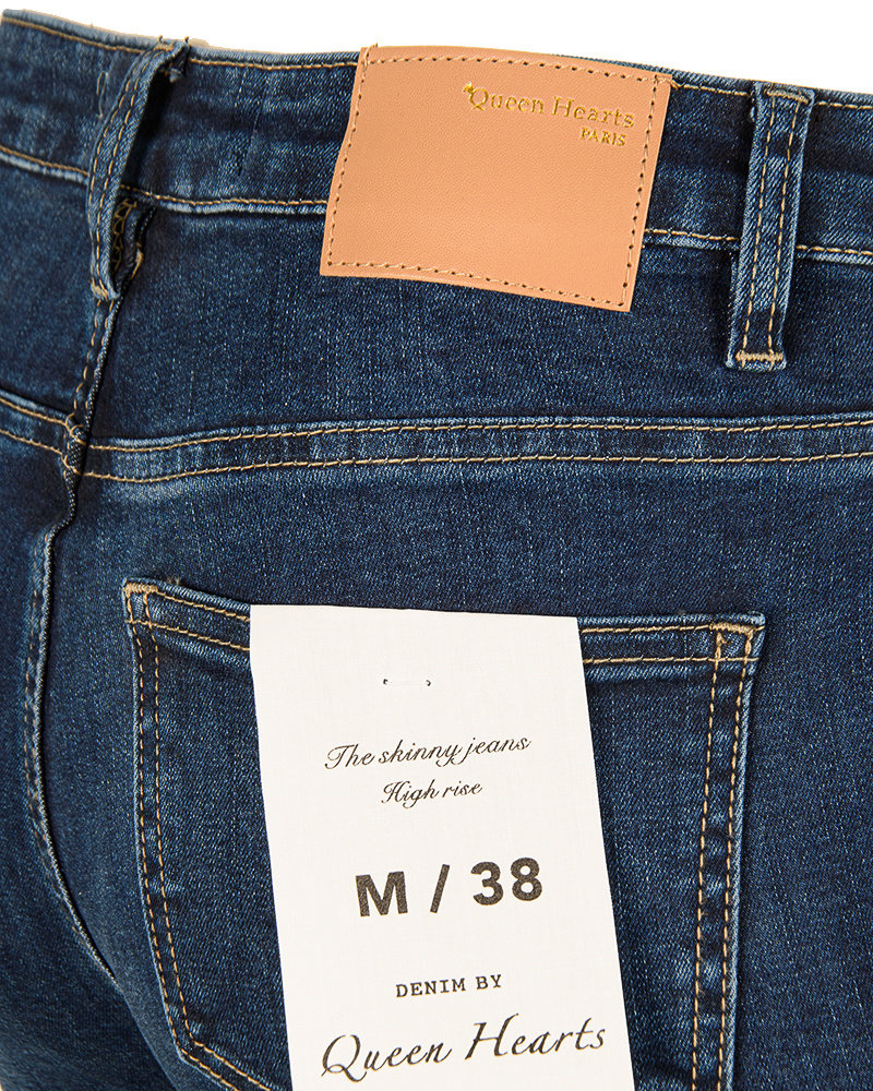 Dark blue high waist skinny jeans van Queen hearts