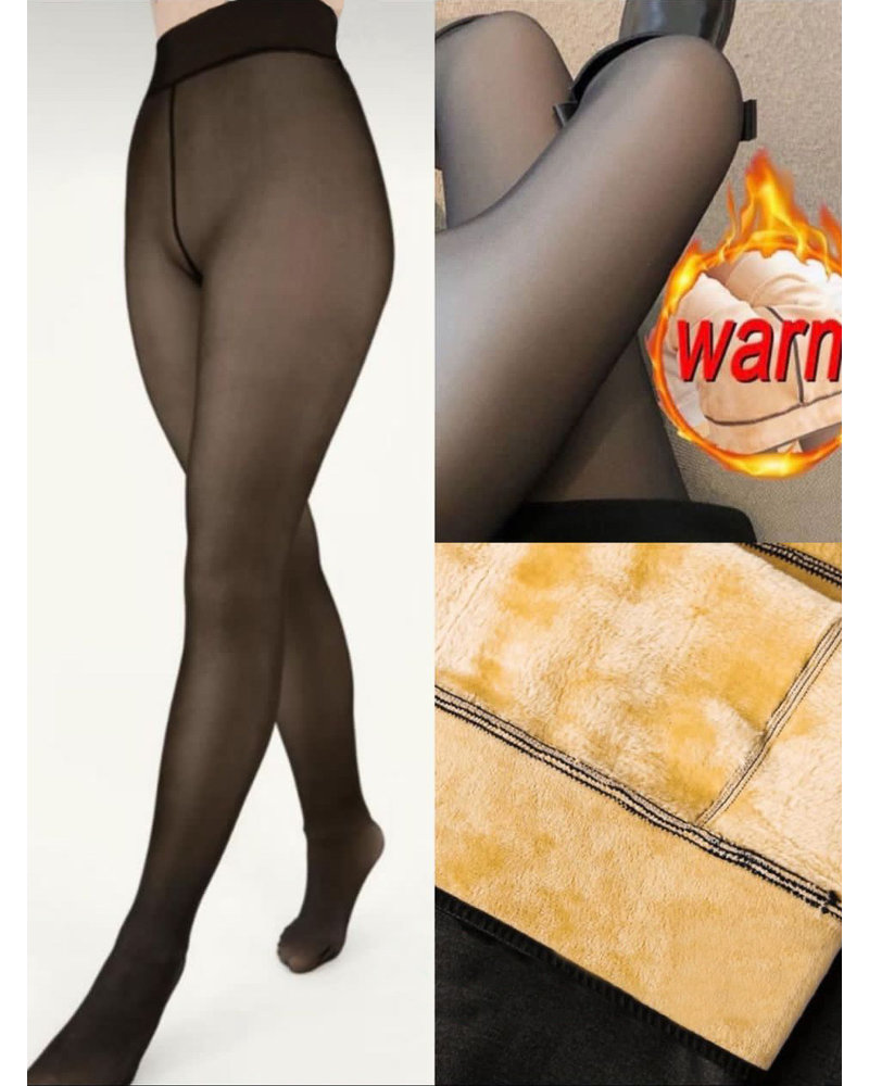 Zwarte ruime thermopanty beige gevoerd van El-Vita