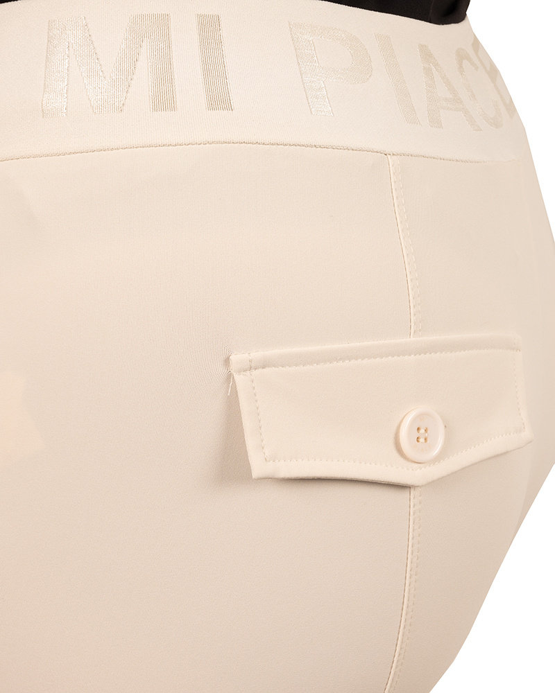 Lichtbeige travelstof broek van Mi Piace