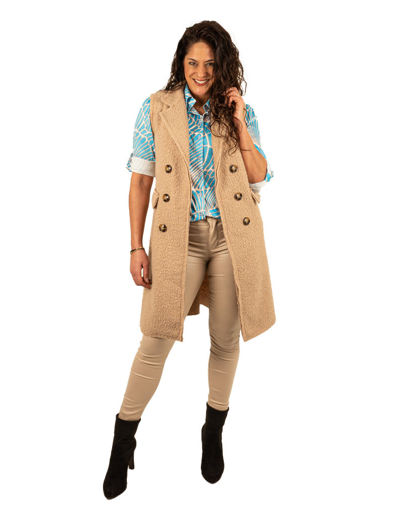 Beige push-up waxbroek van Miss Bon