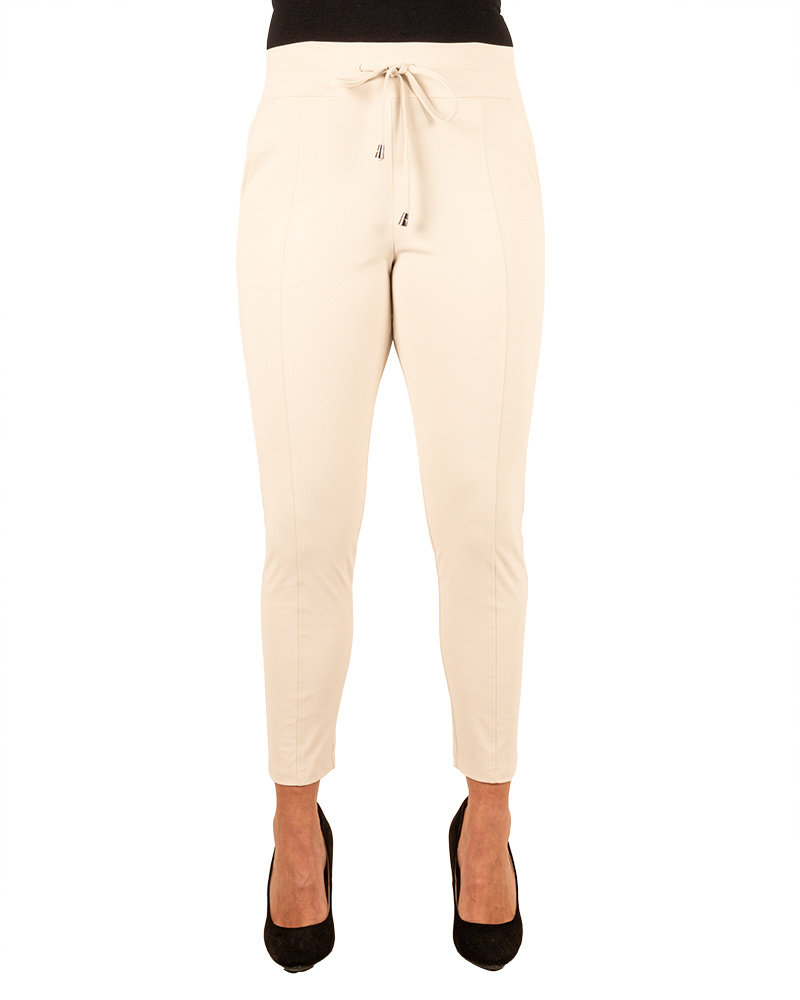 Lichtbeige 7/8 travelstof broek van Mi Piace