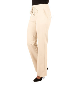 Mi  Piace Lichtbeige  travelstof pantalon met rechte pijp van Mi Piace