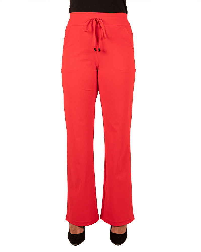 Rode travelstof pantalon met rechte pijp van Mi Piace