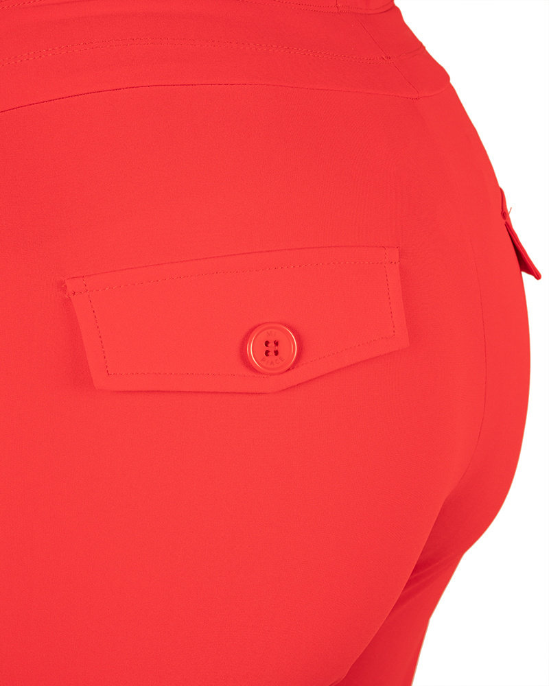 Rode travelstof pantalon met rechte pijp van Mi Piace