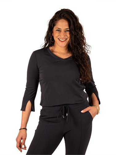 Mi  Piace Donkerblauw travelstof shirt van Mi Piace