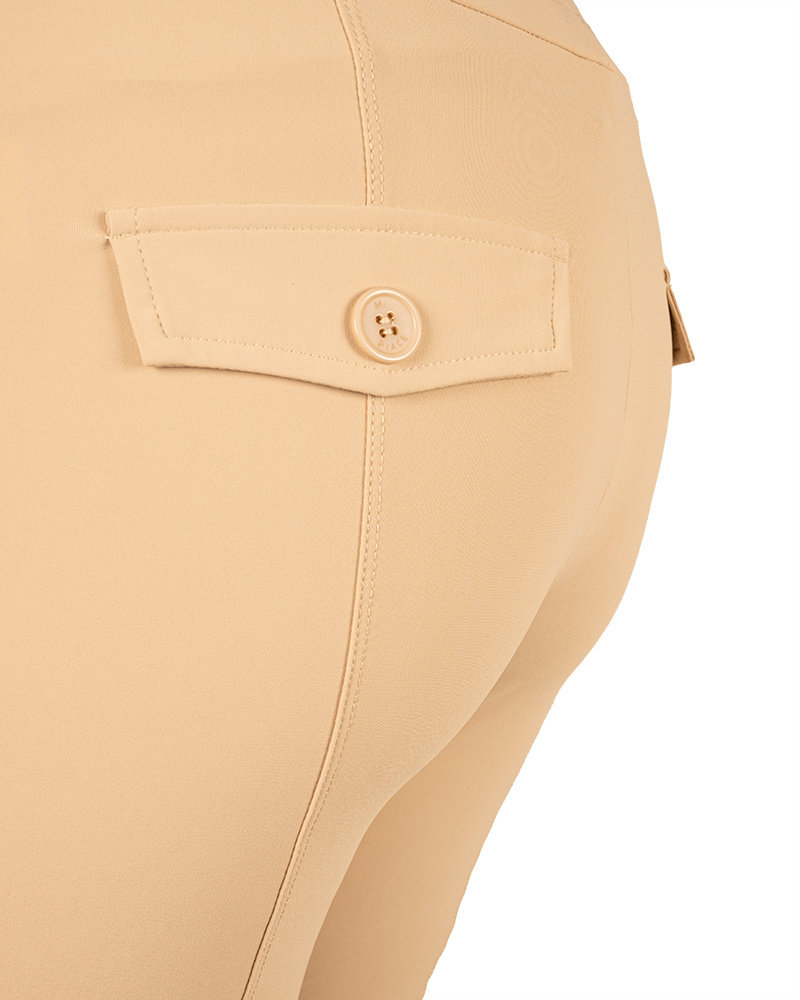 Beige travelstof capribroek van Mi Piace