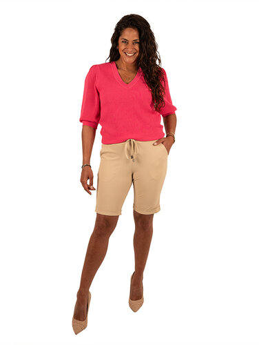 Mi  Piace Beige  travelstof short van Mi Piace