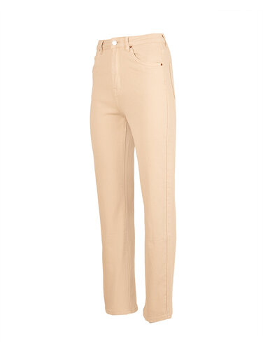 Beige high rise straight jeans van Norfy
