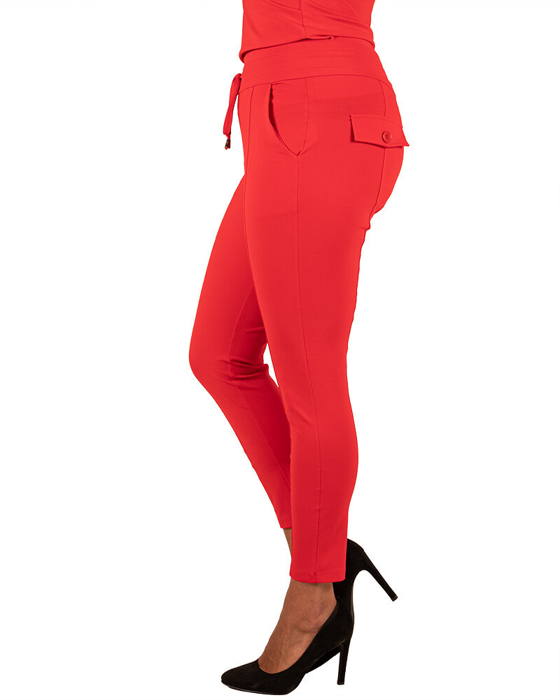 Rode 7/8 travelstof broek van Mi Piace