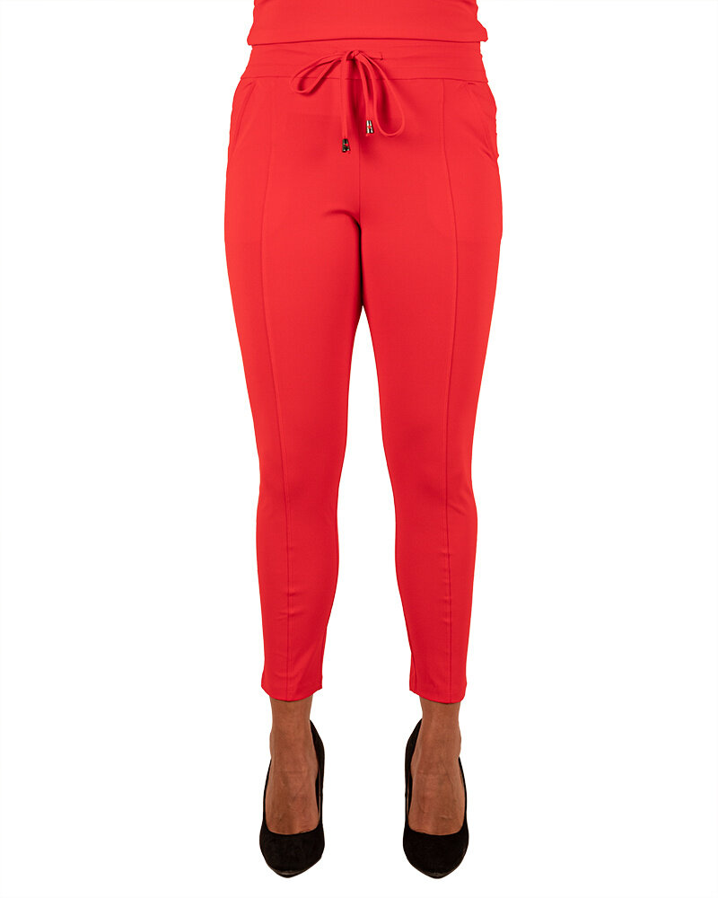 Rode 7/8 travelstof broek van Mi Piace