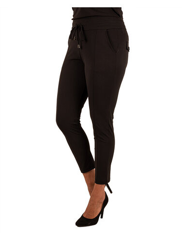 Mi  Piace Zwarte  7/8 travelstof broek van Mi Piace