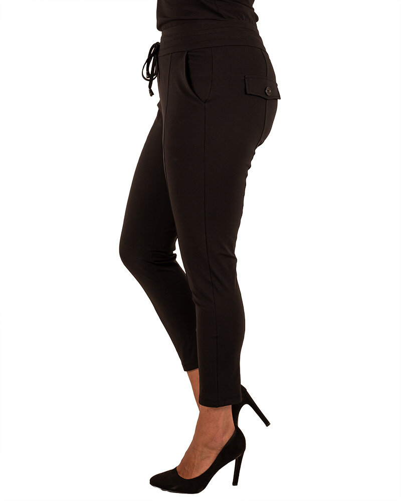 Zwarte 7/8 travelstof broek van Mi Piace
