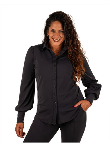 Mi  Piace Donker blauwe travelstof blouse van Mi Piace