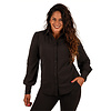 Zwarte travelstof blouse met pofmouw van Mi Piace