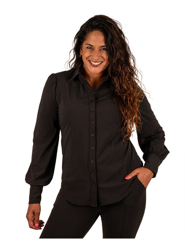 Mi  Piace Zwarte travelstof blouse van Mi Piace