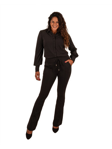 Mi  Piace Zwarte  travelstof flare broek van Mi Piace