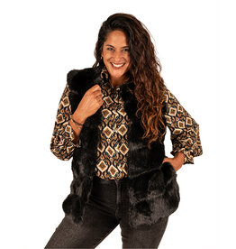 Zwarte fake fur bodywarmer Yu & Me