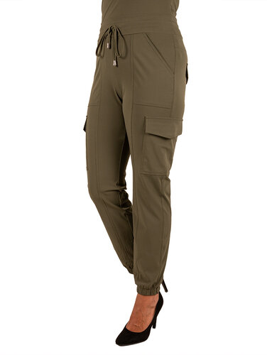 Mi  Piace Groene travelstof cargobroek van Mi Piace