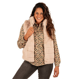 Beige faux fur bodywarmer