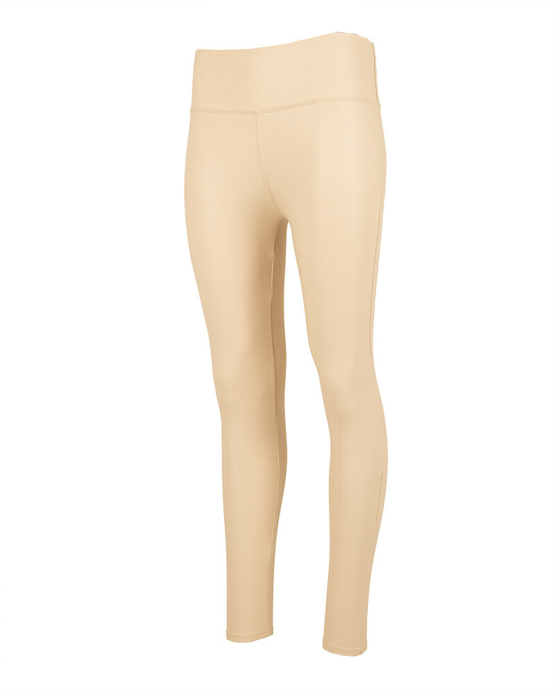 Beige leatherlook legging met brede tailleband van Yu&Me