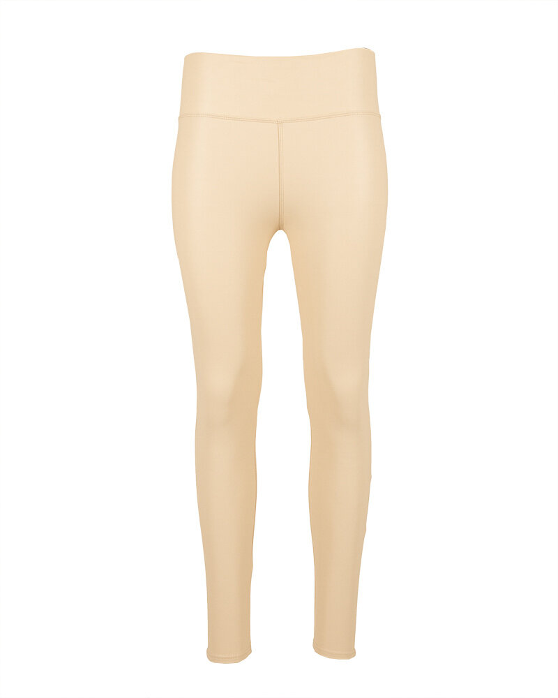 Beige leatherlook legging met brede tailleband van Yu&Me