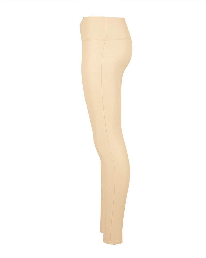 Beige leatherlook legging met brede tailleband van Yu&Me