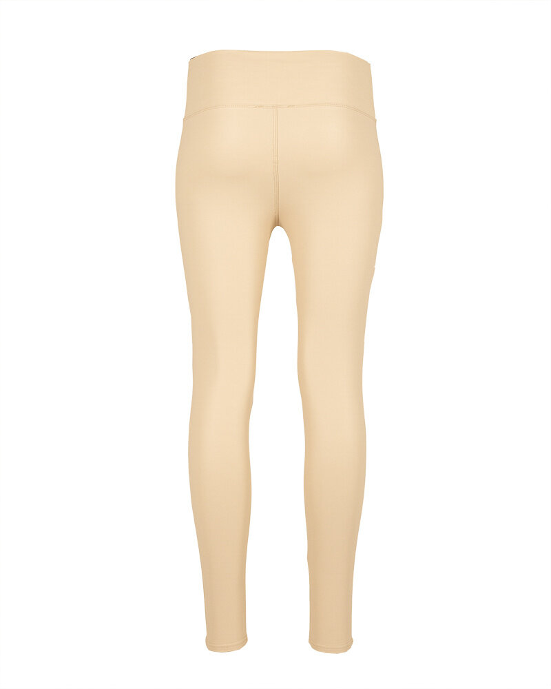 Beige leatherlook legging met brede tailleband van Yu&Me