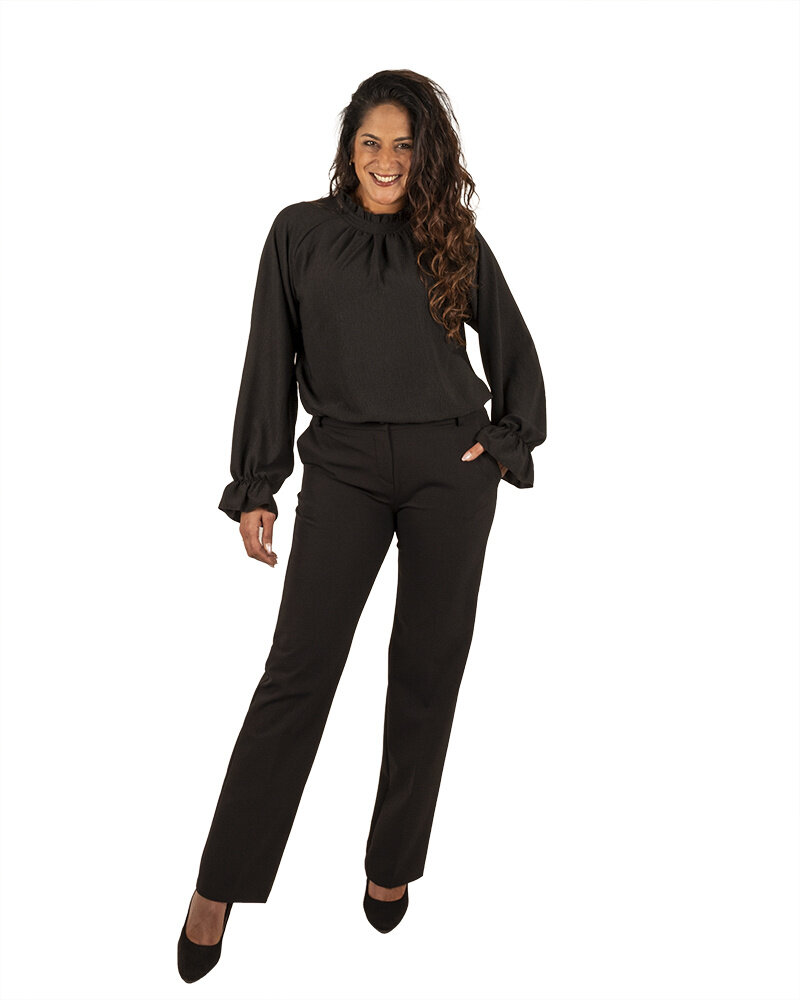 Zwarte pantalon met rechte pijpen van Vera Jo