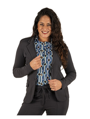 Vera Jo Donkerblauwe travelstof blazer van Vera Jo