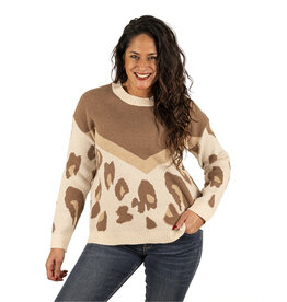 Beige/bruin print trui van Kaylla