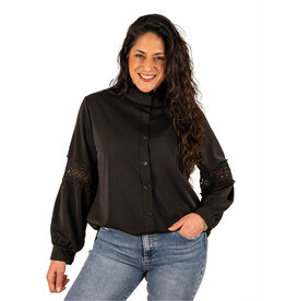 El-Vita Zwarte blouse met doorkijkmouw