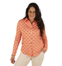 Oranje/wit print blouse van By Swan