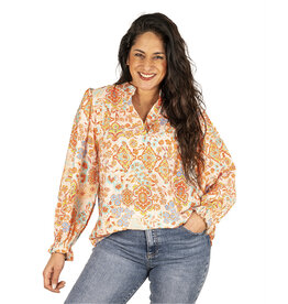 Vera Jo Oranje bloemenprint blouse van Vera Jo