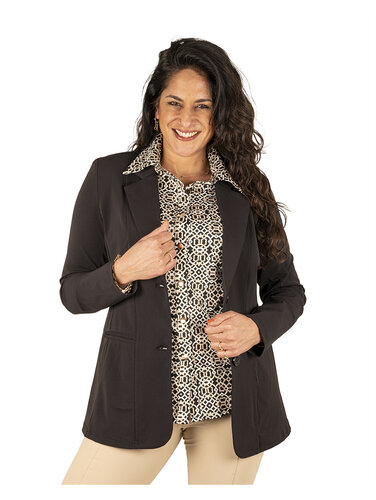 Mi  Piace Zwarte halflange travelstof blazer van Mi Piace