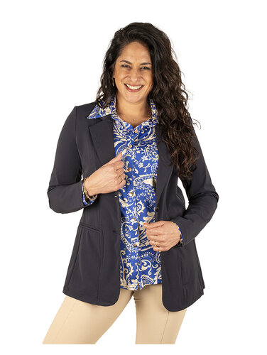 Mi  Piace Donkerblauwe halflange travelstof blazer van Mi Piace