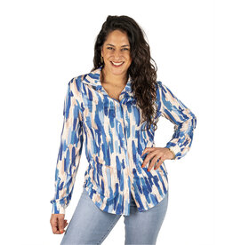 Blauw/beige print blouse van Kesari