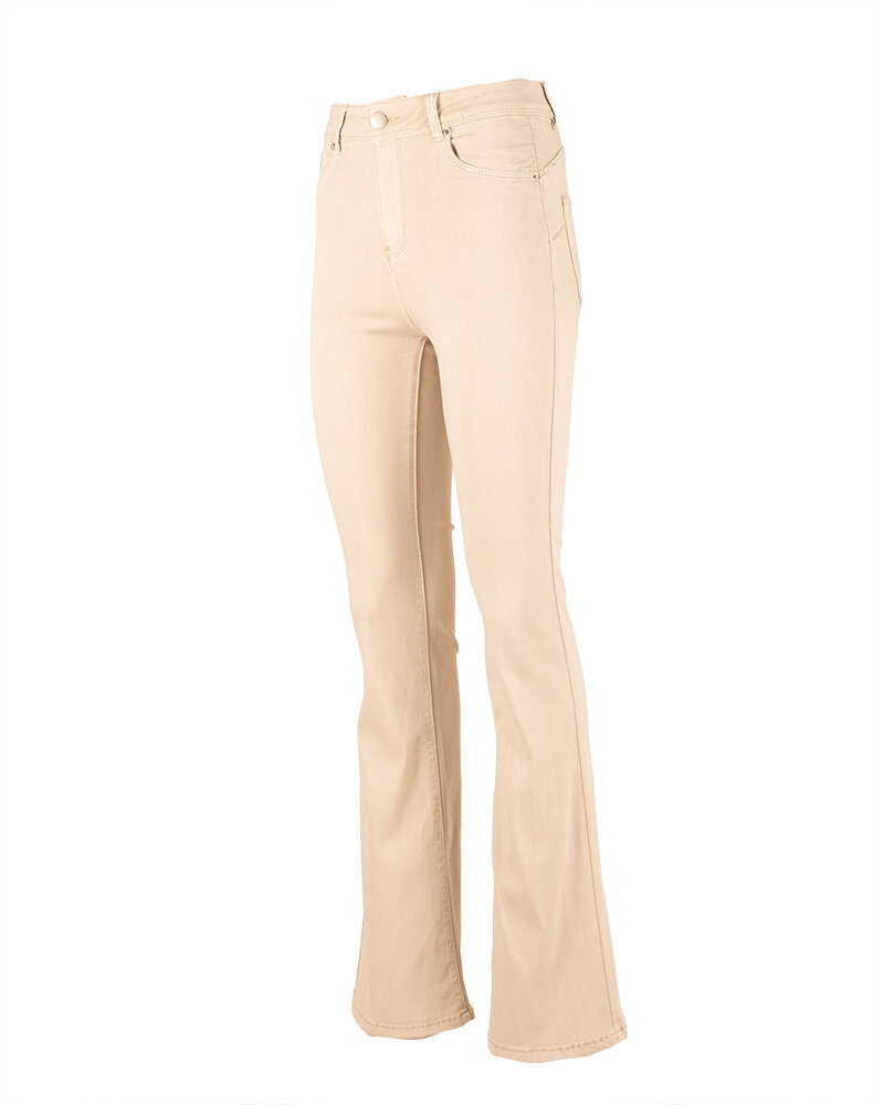 Beige high waist push-up flare jeans van Norfy