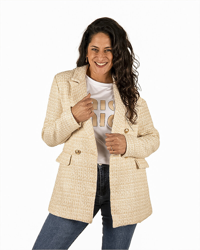 Beige tweed blazer met glitter van Cherry Koko