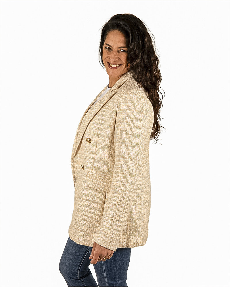 Beige tweed blazer met glitter van Cherry Koko
