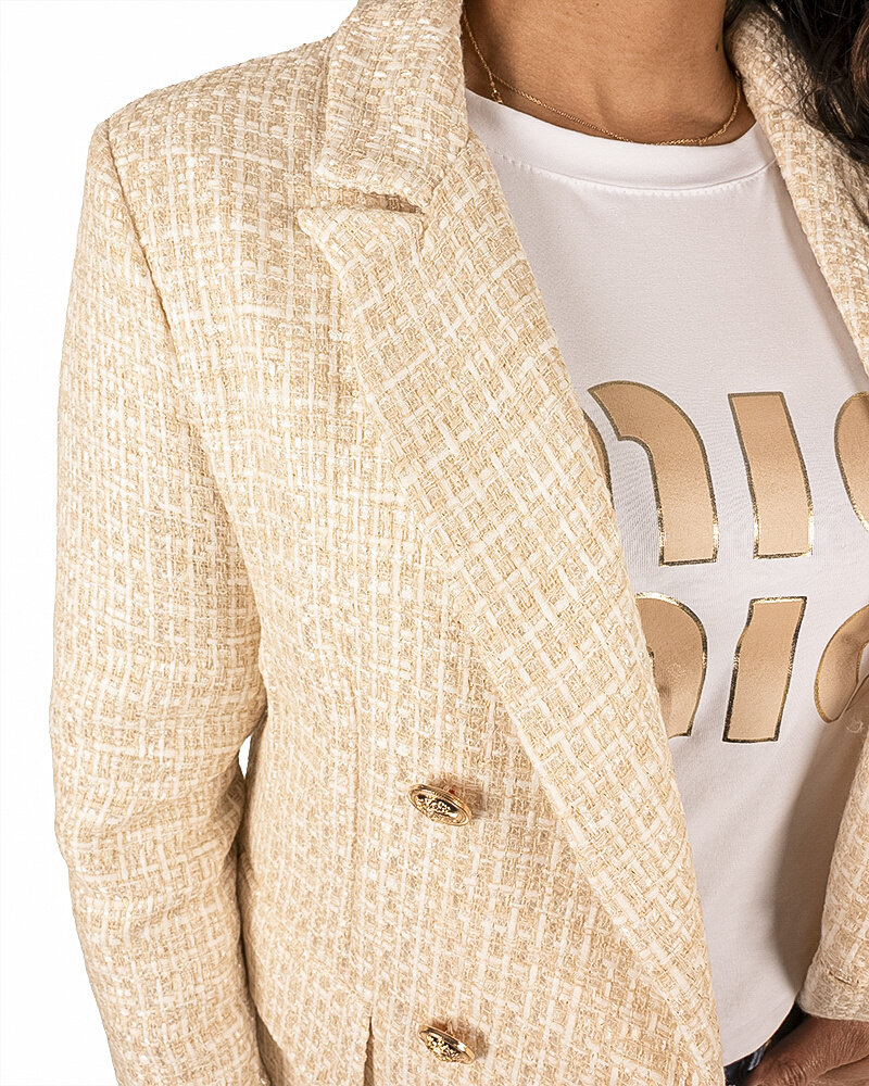 Beige tweed blazer met glitter van Cherry Koko